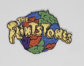 The Flintstones Cutout Embroidered Vintage Patch 1990&#39;s Cartoon Fred Flintstone Barney Rubble Wilma Betty Sew On - Iron On