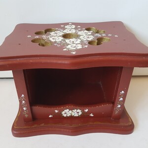 Vintage Hand Painted Wooden Foot Stove 60&#39;s 70&#39;s Plant Stand Netherlands