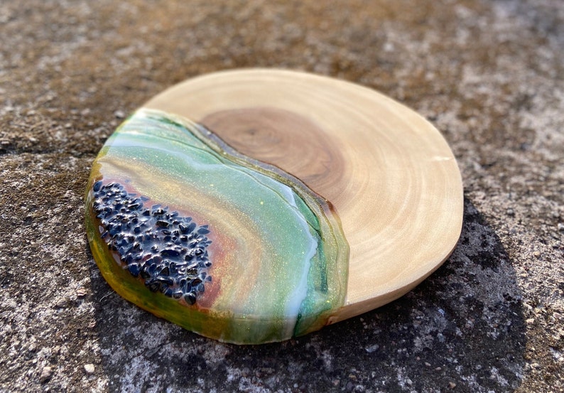 Large Resin Cheeseboard Wood Slab Embellished with real | Etsy