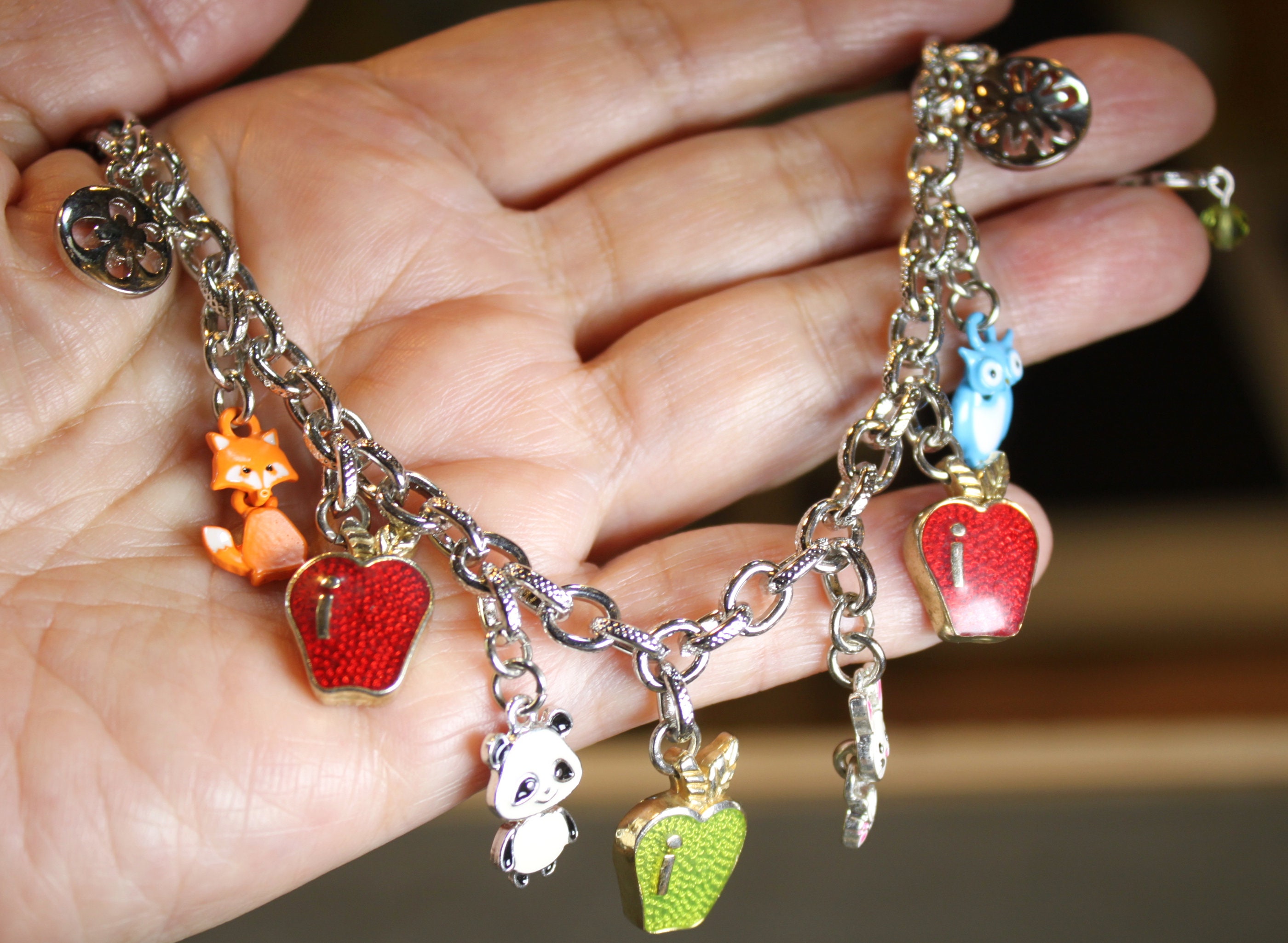 VINTAGE 90s Vintage Silver Bracelet With 10 Charms Enamel Etsy