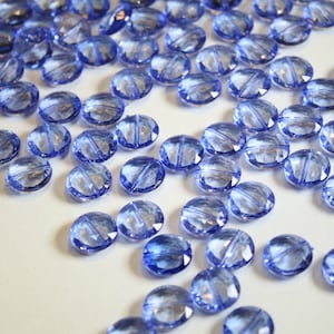 Clearance Lot Sale, 100 pcs, Vintage 80s Old Stock Bling Bling Acrylic Clear Blue Faceted Beads - 14mm , Jewelry Craft Supply