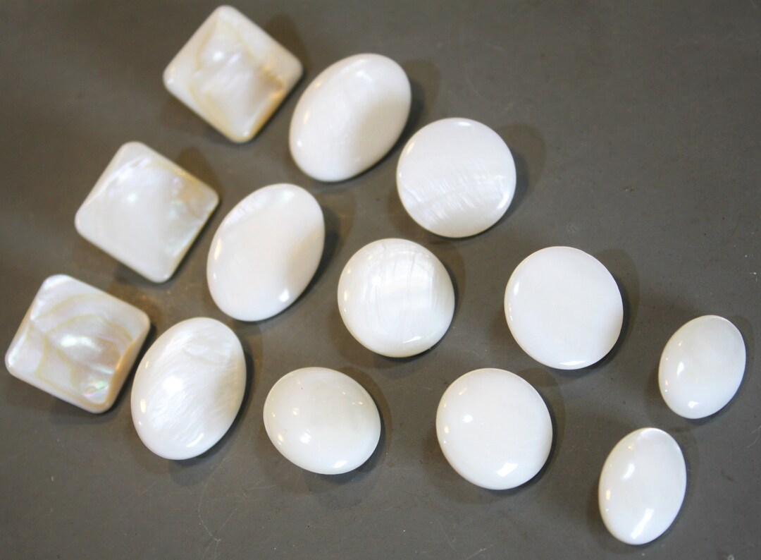 Button Top Shell Only 1 Lot, 13 Pcs Shell Top Glass Button Back, Rare Design Buttons ...