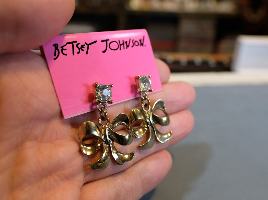 Betsey Johnson Bronze Bow Earrings - Etsy