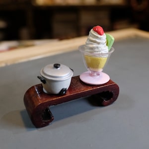 Doll House Miniatures, Ice Cream and Rice Cooker Wood stand, VINTAGE 90s from Japan,