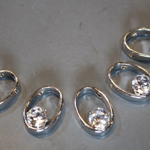 Lot Sale, Five pieces of Shining Crystal Rhinestone Silver Tone Pendants, Vintage Charms Connectors, Jewelry Design, Vintage Love