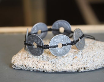 Vintage French 10 Centimes Coins Bracelet, Adjustable Hand Knotted Thread  Bracelet, Gift for her, Birthday Gifts