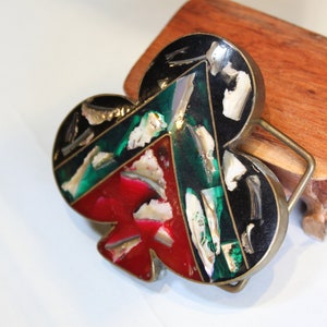 Handmade Shell Brass Belt Buckle, Clubs Shaped, Vintage 80s, Gift for Him, Gift for Her, Meaningful Gift, Birthday Gift