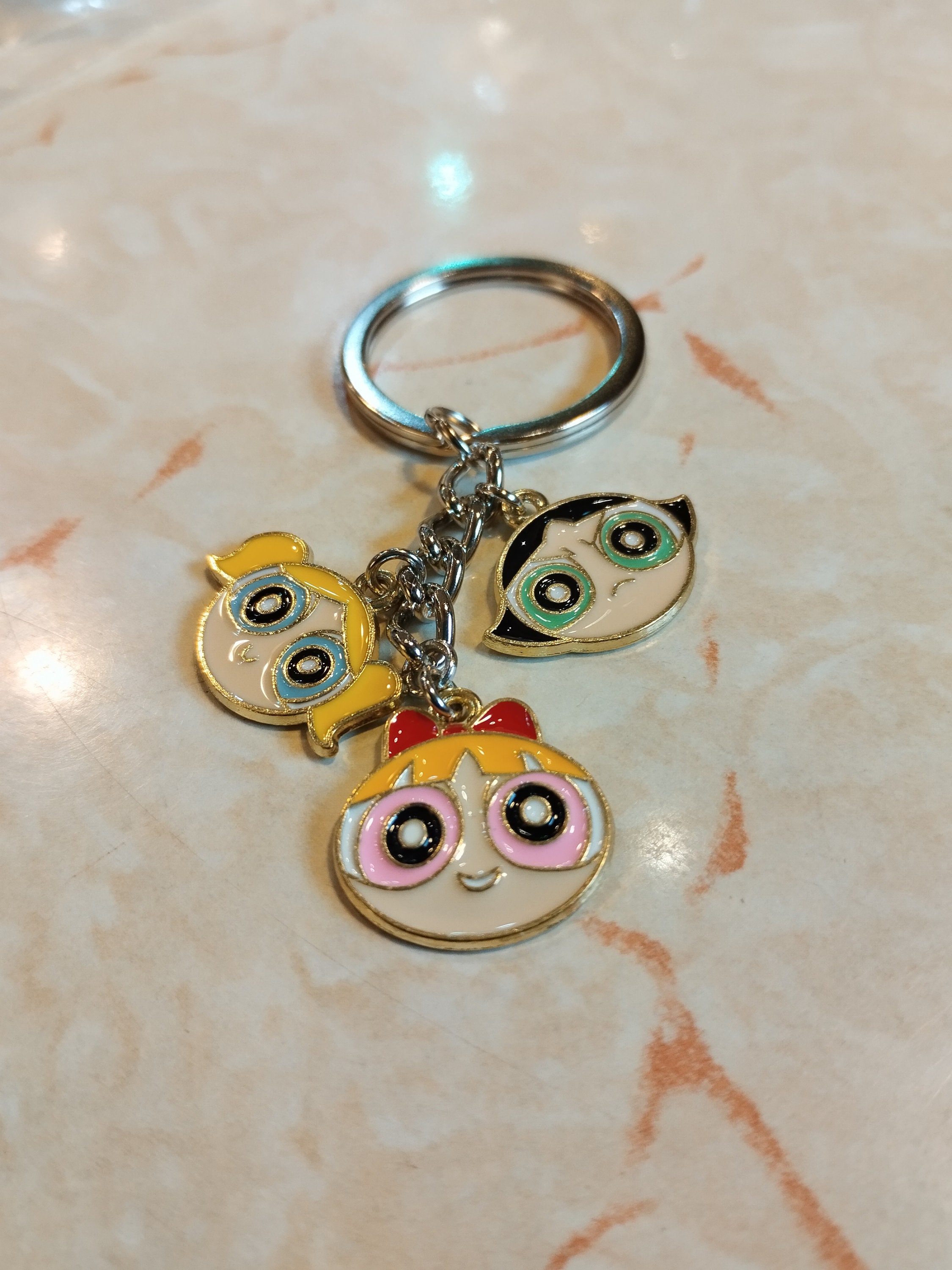 The Powerpuff Girls Enamel Key Ring Key Chain Gold Tone - Etsy
