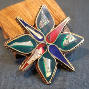Vintage Handmade Shell Star Shaped Brass Belt Buckle, Vintage 80s, Gift for Him, Gift for Her, Meaningful Gift, Birthday Gift