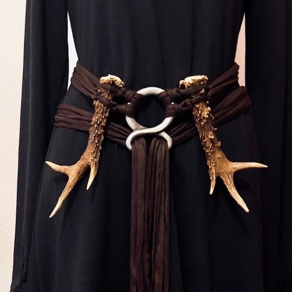 Norse Shaman, Norse Witch Belt, Viking Belt, Norse Belt, Troll Cross Belt, Medieval Belt, Antlers Belt, Pagan Belt, Larp Belt, Norse Amulet