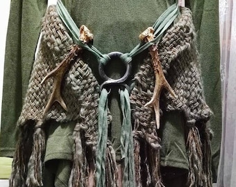 Hand Woven Pagan Wedding Shawl: Forest Witch Larp Clothing Set