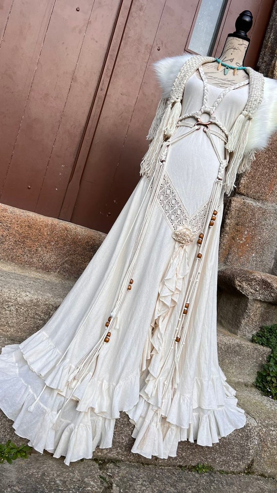 Conjunto de boda nordica Handfasting Boda vikinga Boda pagana Vestido de novia vikingo Boda nordica Boda elfica Boda celta Elopement