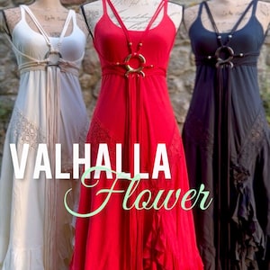 Valhalla Flower Dress, Norse dress, Viking dress,  Norse Wedding, Viking Wedding,Beach Wedding dress, Boho Wedding Dress