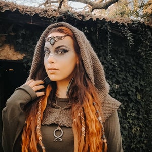 Handwoven Forest Witch Hood, Pagan Celtic Larp Costume, Oversized hoodie