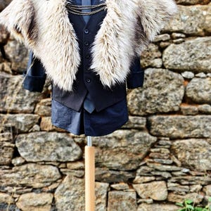 Wild Wolf Vegan Fur Viking Mantle with Brooches, Barbarian Edition image 5