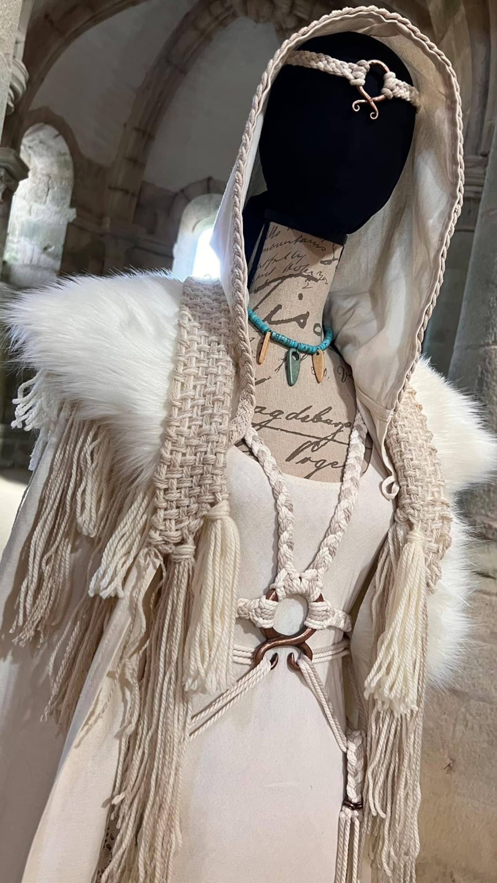Tribal Witch Wedding Dress Set: Nordic Pagan Handfasting Gown, Norse Tribal Witch Wedding Dress Set: Nordic Pagan Handfasting Gown, Norse