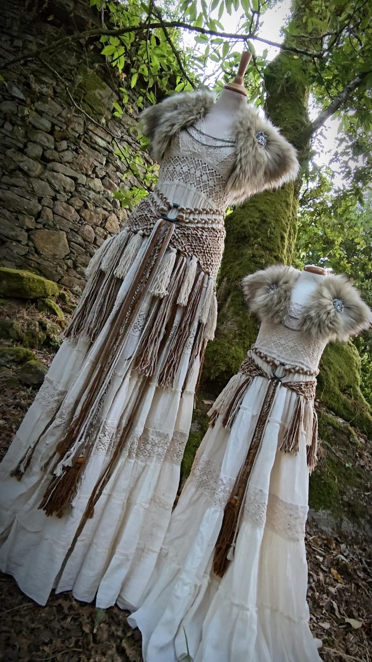 Princess of the North Viking Wedding Set | Matching Bride & Flower Girl Dresses Custom Colors, Norse Belt, Shawl and Fur Mantle, Handfasting Princess of the North Viking Wedding Set | Matching Bride & Flower Girl Dresses Custom Colors, Norse Belt, Shawl and Fur Mantle, Handfasting