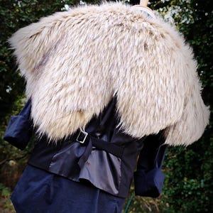 Wild Wolf Vegan Fur Viking Mantle with Brooches, Barbarian Edition image 11