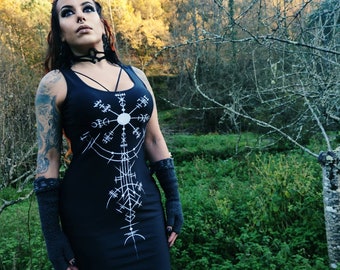 Viking Dreamcatcher Dress: Norse Pagan Runes, Fitted Style