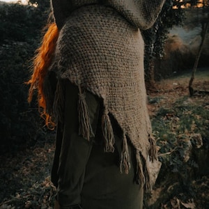 Viking Hood, Norse Hood, Forest Witch Hood, Handwoven Hood, Big Sized Hood, Celtic Hood, Pagan Wedding, Viking Wedding, Celtic Wedding, Larp image 8