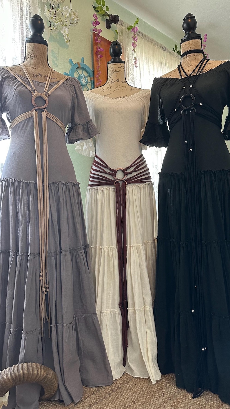 Organic Cotton Cottage Witch Dress Set: Norse Wedding Harness Belt image 1