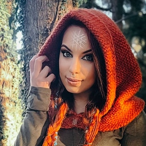Autumn Hood, Norse Hood, Norse Witch Hood, Samhain Hood, Celtic Hood, Witch Hood, Larp Hood, Viking Wedding, Celtic Hood, Autumn Witch Hood
