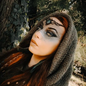 Viking Hood, Norse Hood, Forest Witch Hood, Handwoven Hood, Big Sized Hood, Celtic Hood, Pagan Wedding, Viking Wedding, Celtic Wedding, Larp image 2