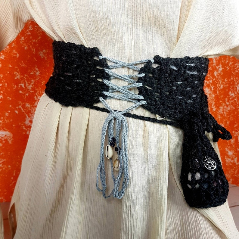 Corset Belt Belt Festival Celtic Belt Larp Belt Crochet Belt Rainassance Medieval Belt Laced belt Layering Belt Pagan Waist Band