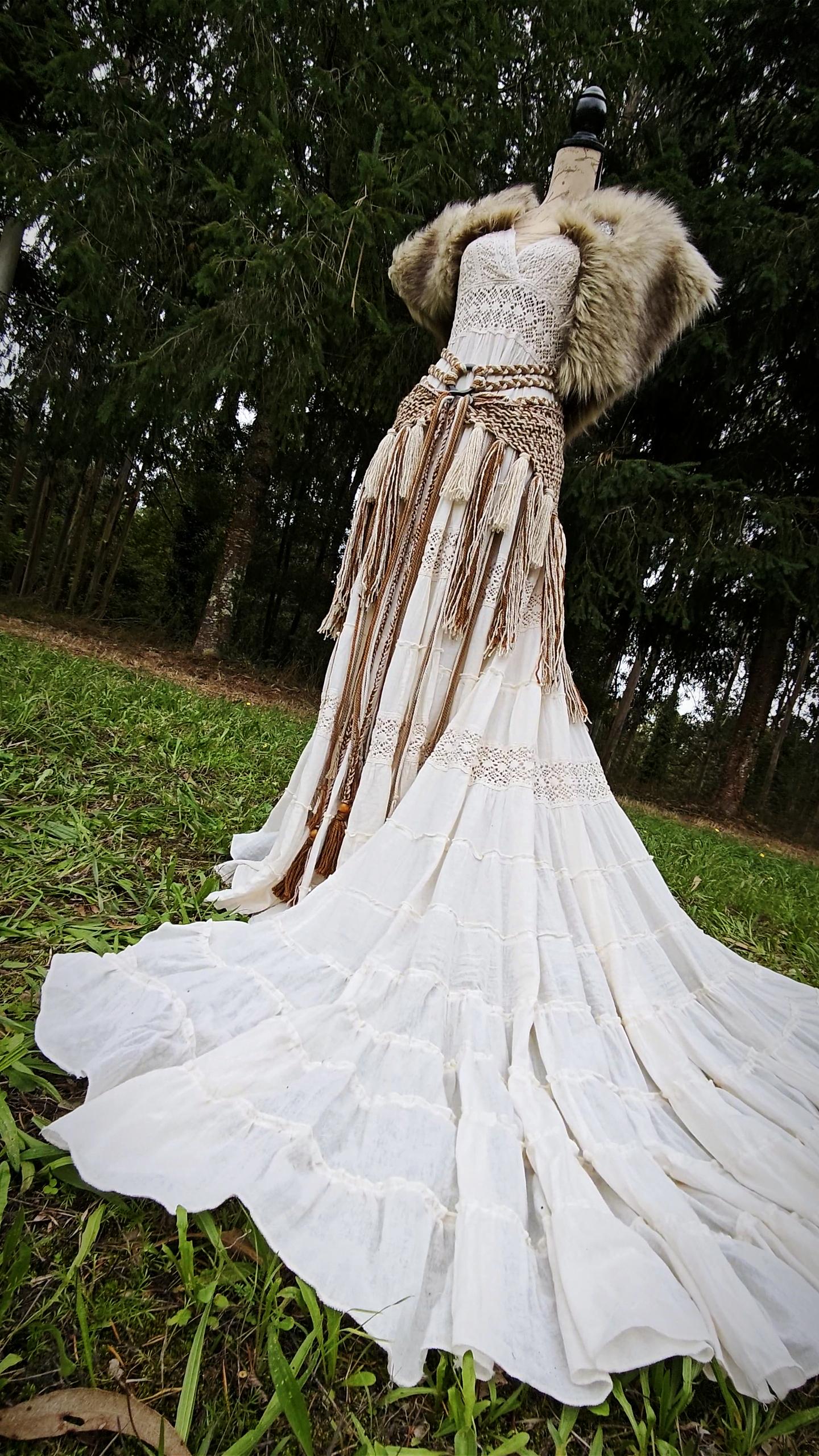 Princess of North Deluxe Wedding Set, Organic Cotton Norse Viking Gown Princess of North Deluxe Wedding Set, Organic Cotton Norse Viking Gown