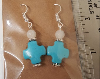 Turquoise cross earrings