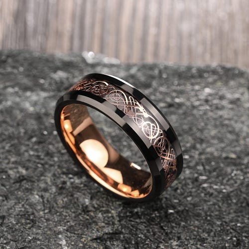 QUEENWISH Matching Tungsten Carbide Wedding Bands - 6mm Or 8mm Dome, Gold/Silver/Gunmetal, Sizes 5-14