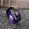 Purple Tungsten Ring,Men's Black Wedding Band,Two Tone Ring, Anniversary Ring,8mm Engagement Ring,Unique Tungsten Band, Anniversary Ring