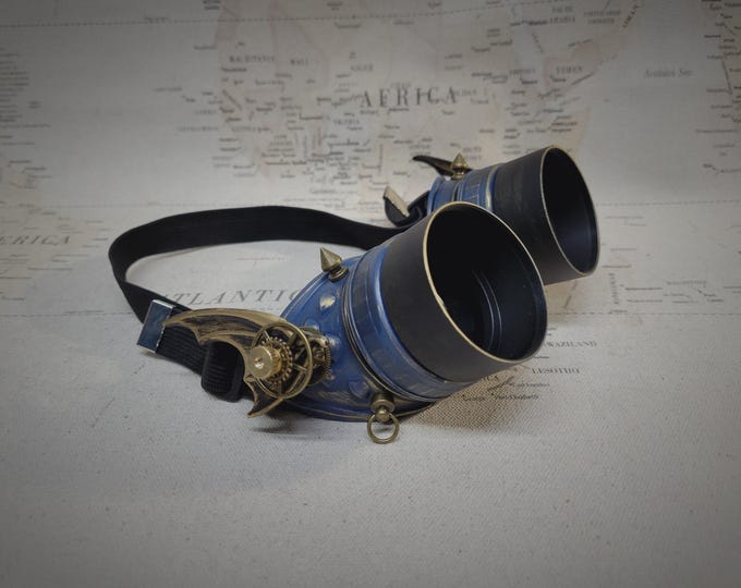 Steampunk Style Blue/Gold Dragon Wing Goggles