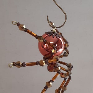 Metallic Steampunk/Christmas Beaded Copper Spider