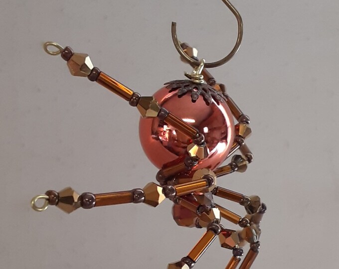 Metallic Steampunk/Christmas Beaded Copper Spider