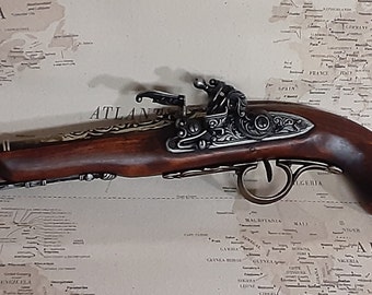 Left Handed Steampunk Style Pirate's Aged Non Firing Antique Reproduction Flintlock Blunderbuss