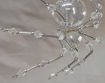 Steampunk/Christmas Large Faceted Crystalline Ice Ball Spider