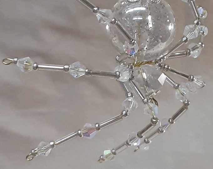 Steampunk/Christmas Large Faceted Crystalline Ice Ball Spider