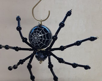 Steampunk Beaded Black Web Halloween Spider