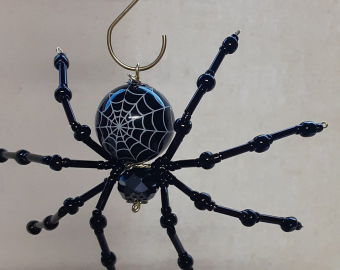 Steampunk Beaded Black Web Halloween Spider