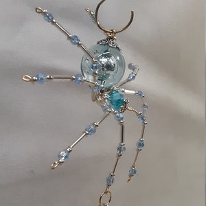Steampunk/Christmas Dew Drop Crystalline Blue Ice Spider