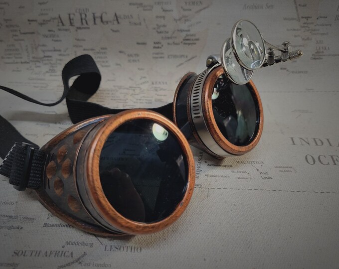 Steampunk Basic Engineer Goggles With Double Loupes and in 5 different Colors