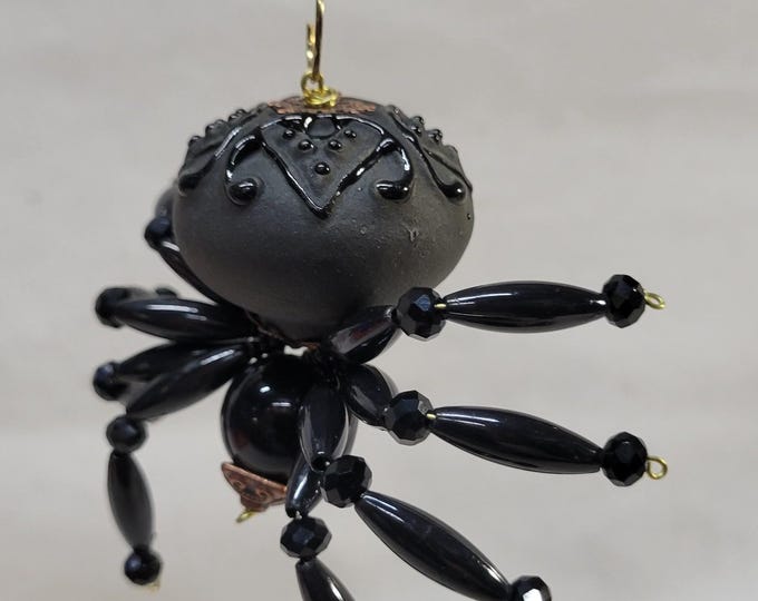 Extra Large Steampunk Dk. Gray and Black Ceramic Drawer Pull Spider