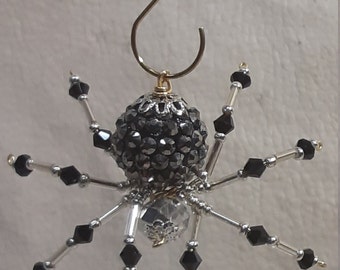 Steampunk/Christmas Black Jeweled Beaded Spider