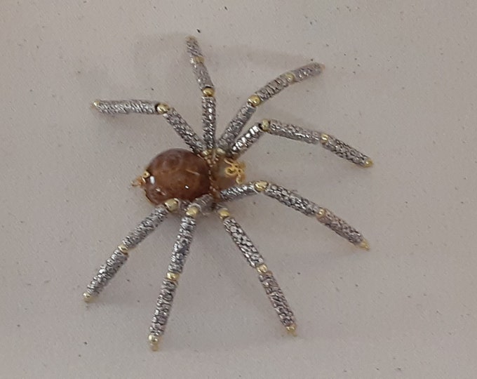 Extra Large Steampunk Brown Ceramic Drawer Pull Spider