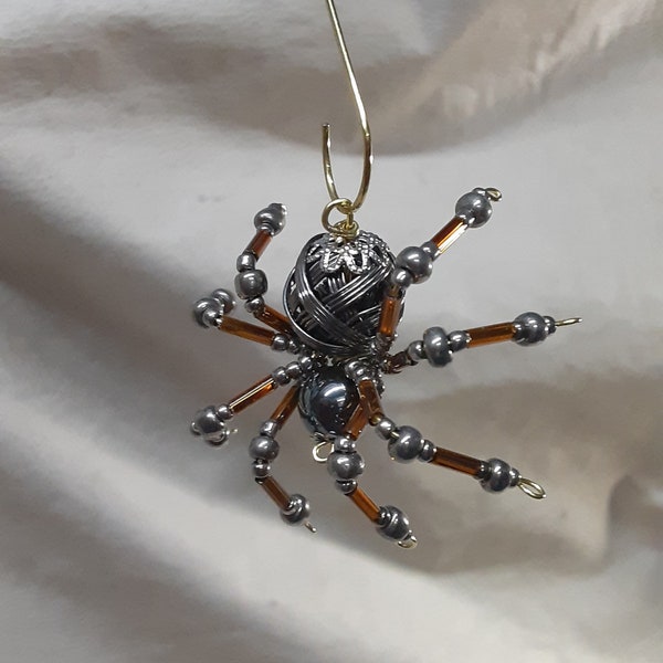 Small Pewter Steampunk Metal Beaded Spider