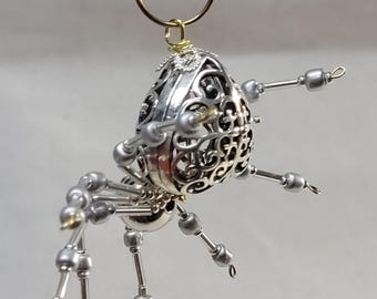 Steampunk/Christmas Decorative Heart Filigree Silver Spider
