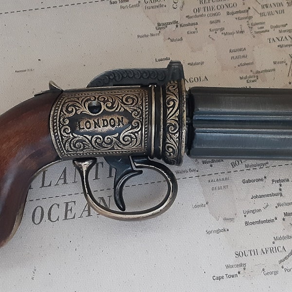 Steampunk Style 1840 Aged Non Firing British Pepperbox