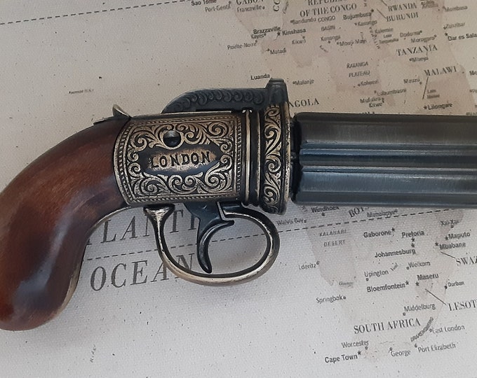 Steampunk Style 1840 Aged Non Firing British Pepperbox