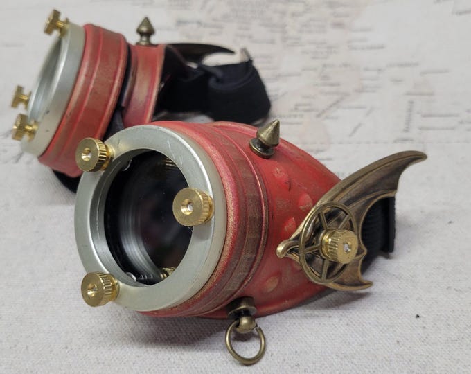 Red Steampunk Style Dragon Wing Goggles